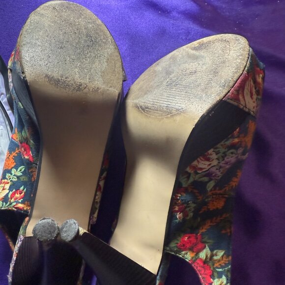 📌Madden Girl Floral Fabric 5 " High Heels Slingback Sandal with Platform - Picture 12 of 14